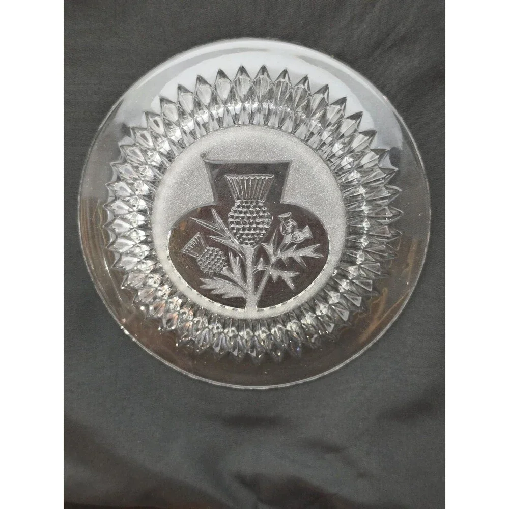 Vintage Davidson Glass 727T 6in Flat Thistle Plate Clear Pressed Flint Glass1928
